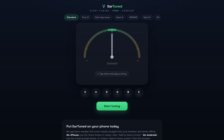 Screenshot of eartuned.com