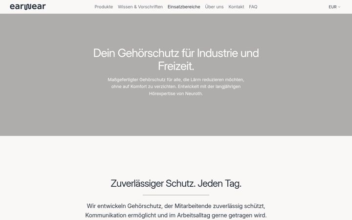 Captura de pantalla de earwear.eu