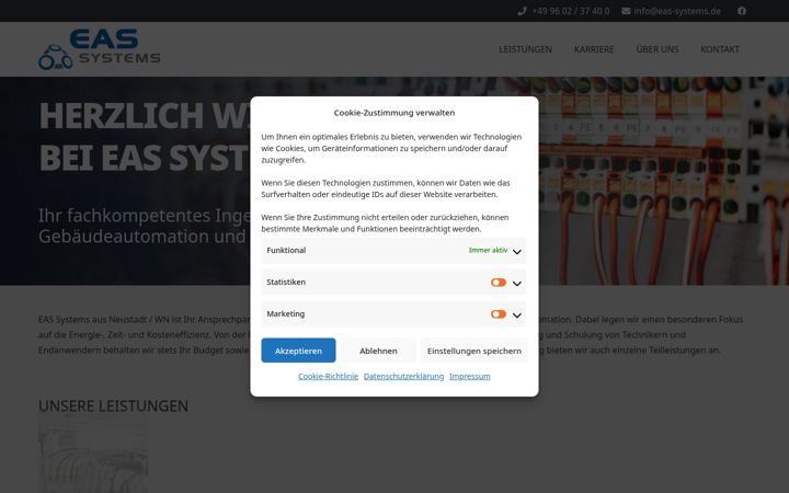 Snimka zaslona za eas-systems.de