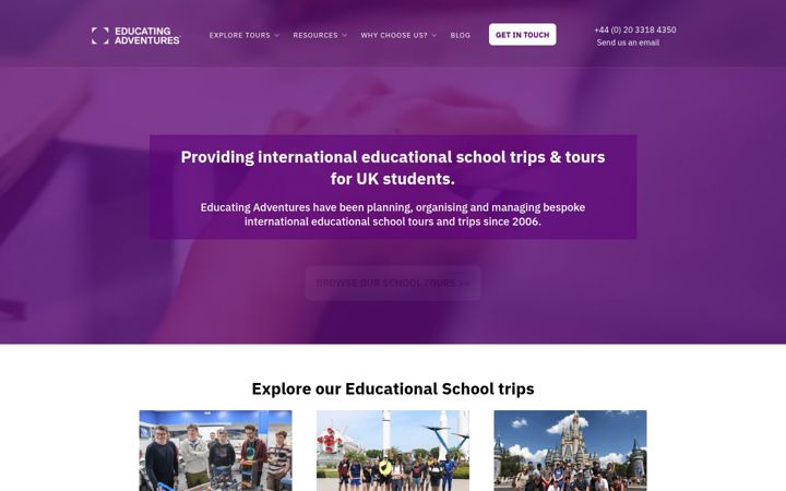 Screenshot von easchooltours.co.uk