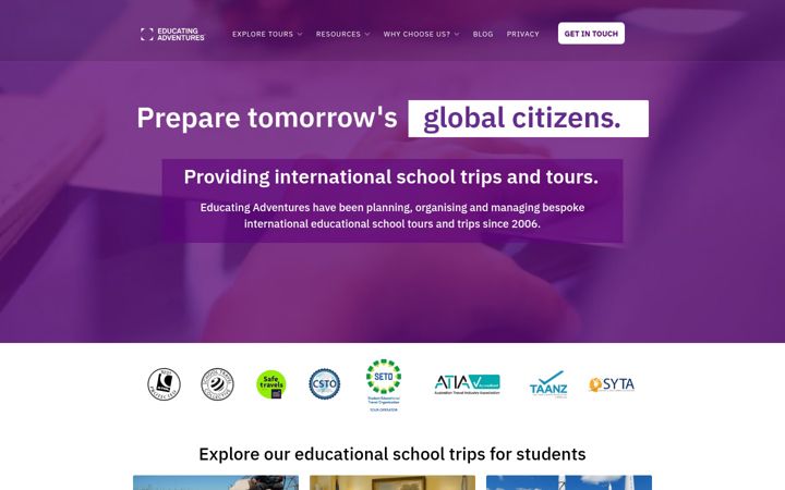 Screenshot of easchooltours.com