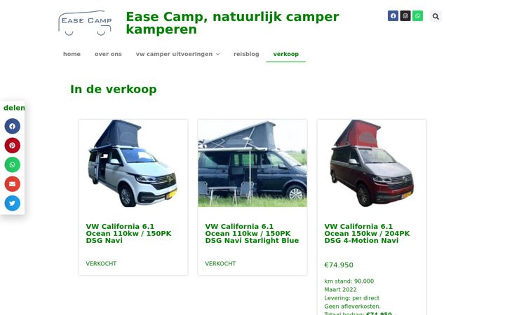 Posnetek zaslona ease-camp.nl