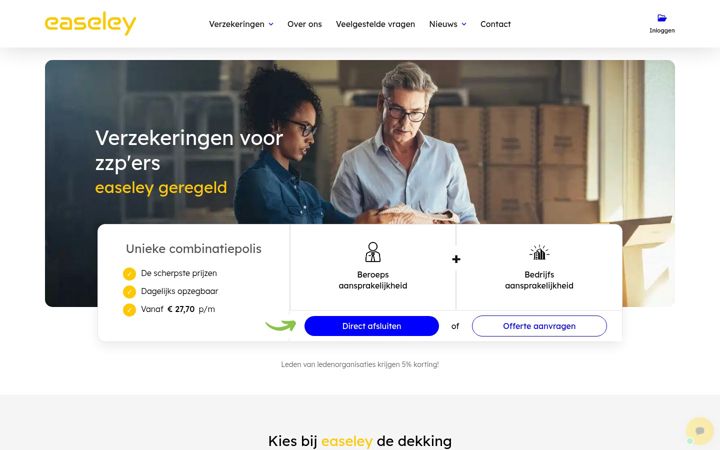 Posnetek zaslona easeley.nl