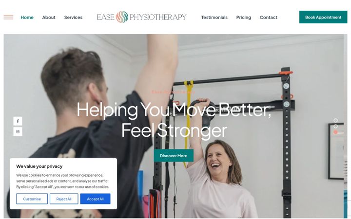 Zrzut ekranu easephysiotherapy.co.uk