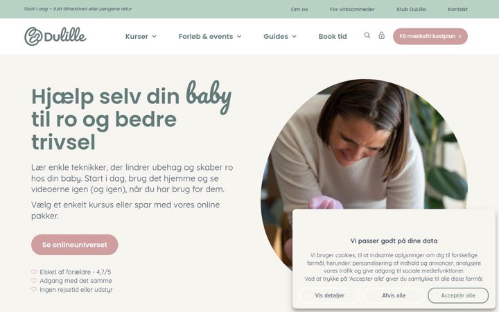 Ekraanipilt saidist easeyourbaby.dk