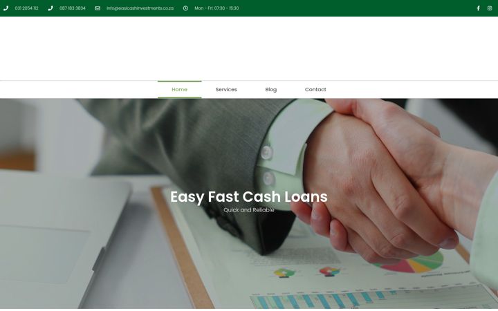 Ekrānuzņēmums no easicashinvestments.co.za