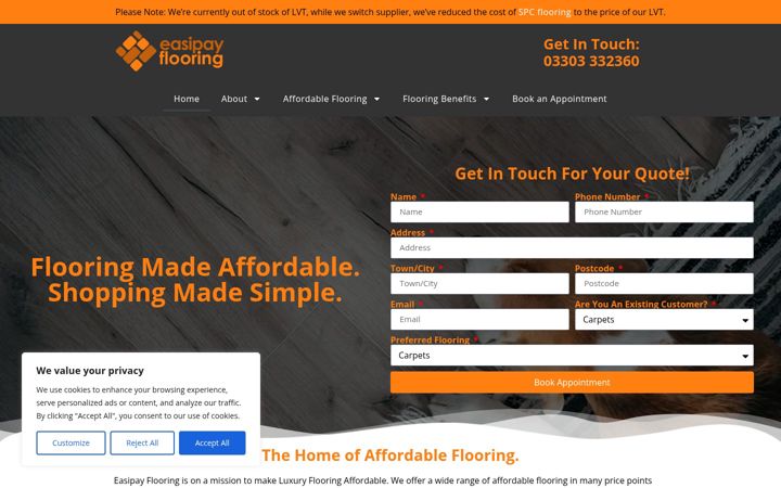 Screenshot of easipayflooring.co.uk