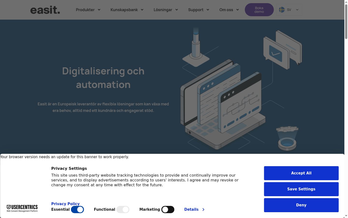 Screenshot tal-banner tal-kunsens muri qabel kwalunkwe interazzjoni