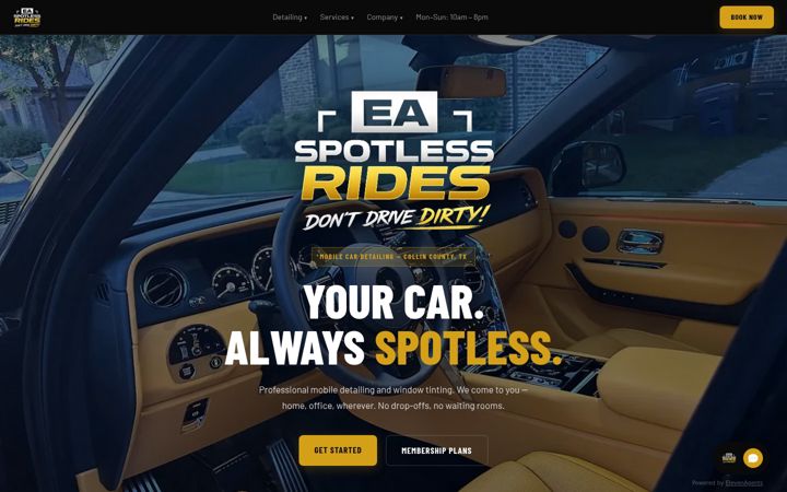 Screenshot of easpotlessrides.com