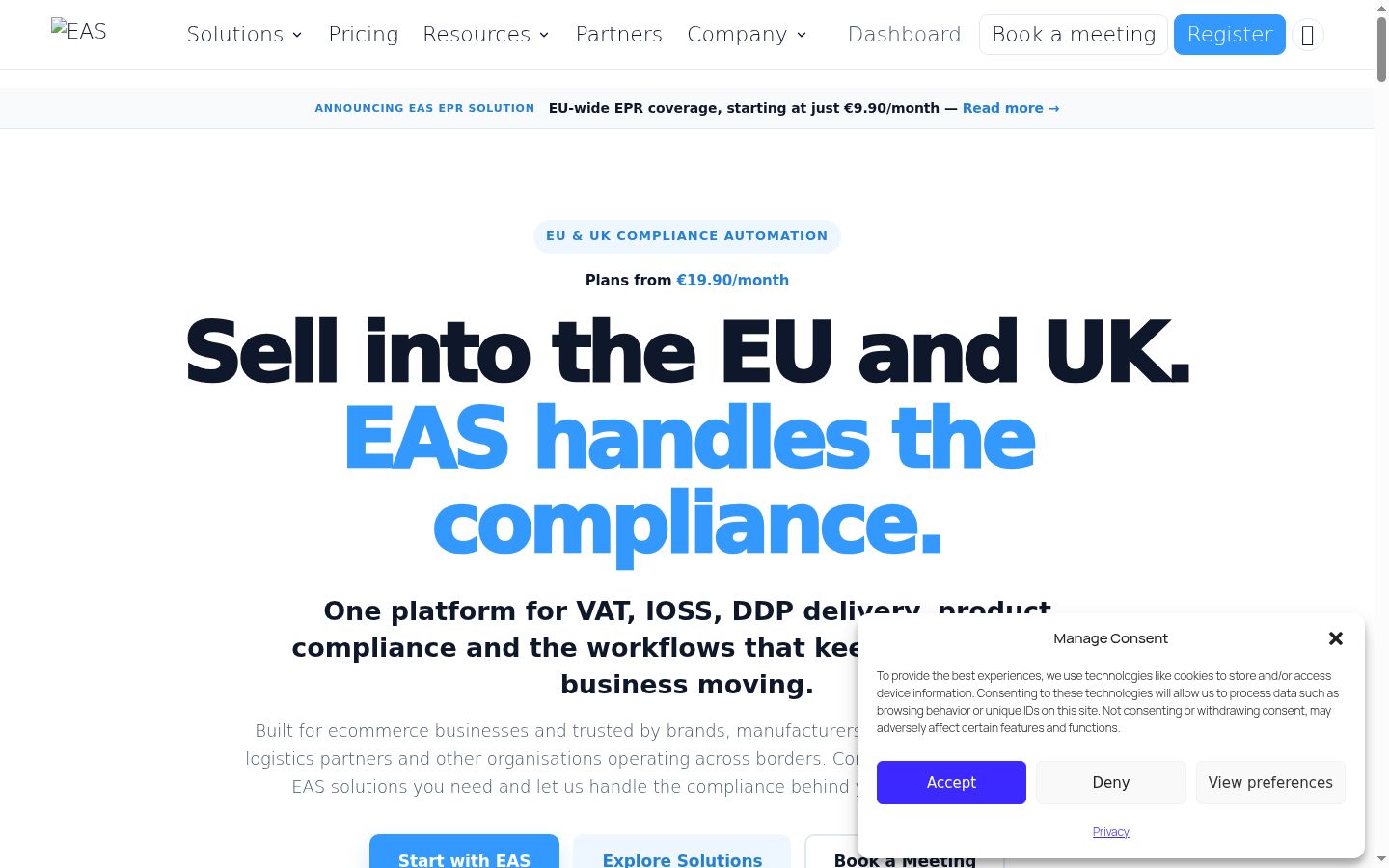 Screenshot of the consent banner shown before any interaction
