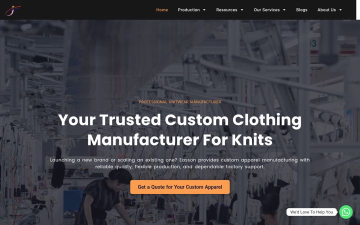 Screenshot of eassonapparel.com