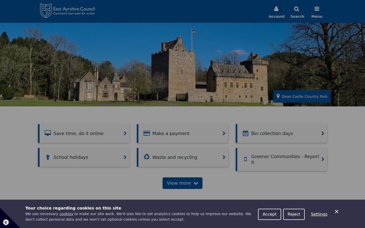 Screenshot of east-ayrshire.gov.uk