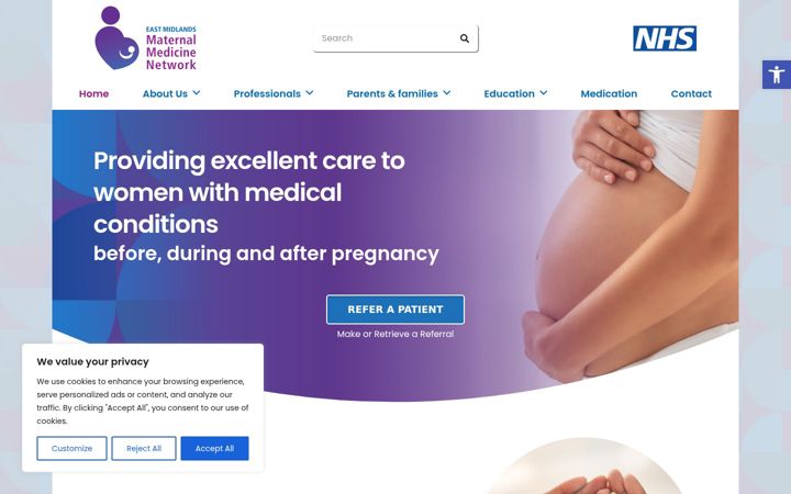 Capture d'écran de east-midlands-maternal-medicine-network.nhs.uk