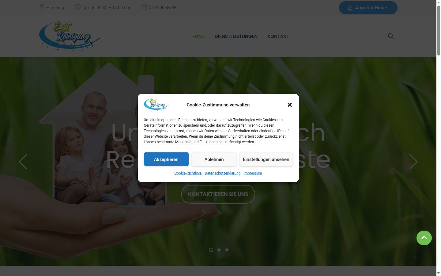 Screenshot del banner di consenso mostrato prima di qualsiasi interazione