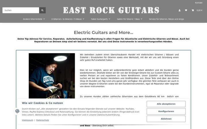 Screenshot of east-rock-guitars.com