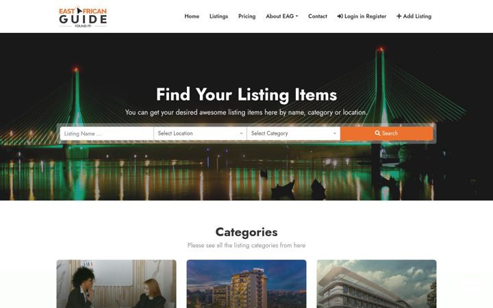 Screenshot of eastafricanguide.com