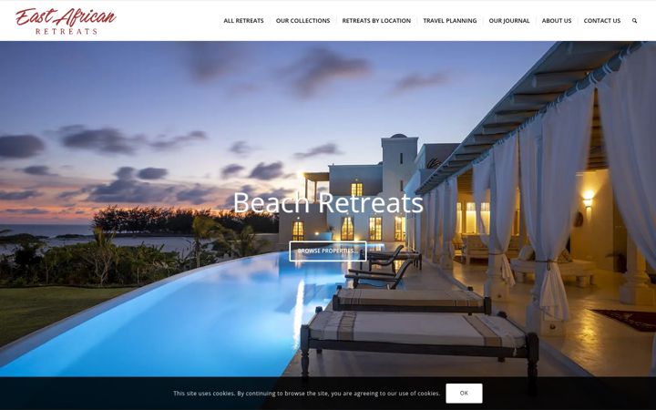 Screenshot of eastafricanretreats.com