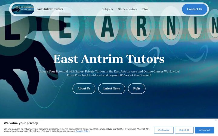 Screenshot of eastantrimtutors.com