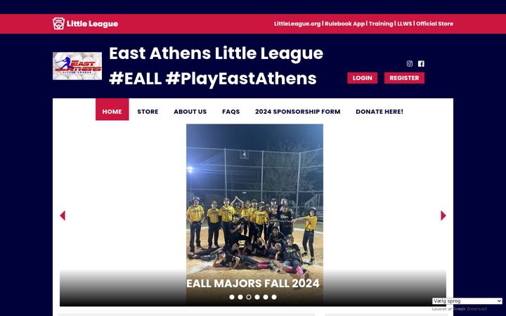 Kuvakaappaus sivustosta eastathenslittleleague.org