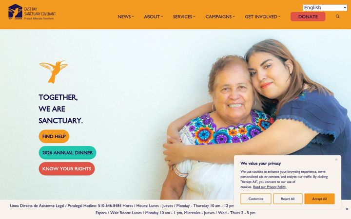 Screenshot of eastbaysanctuary.org