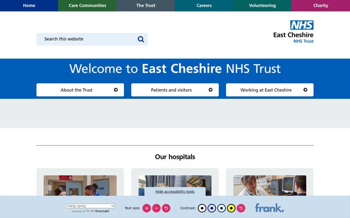 Captura de pantalla de eastcheshire.nhs.uk
