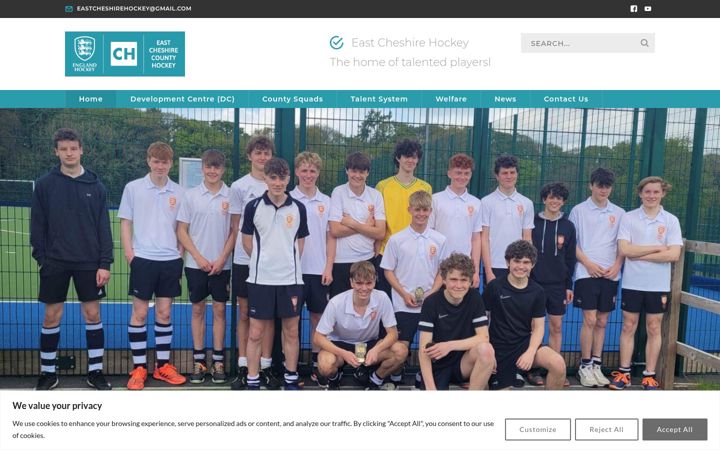 Snímek obrazovky eastcheshirehockey.org