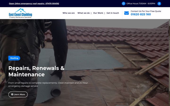 Captura de pantalla de eastcoastcladding.co.uk