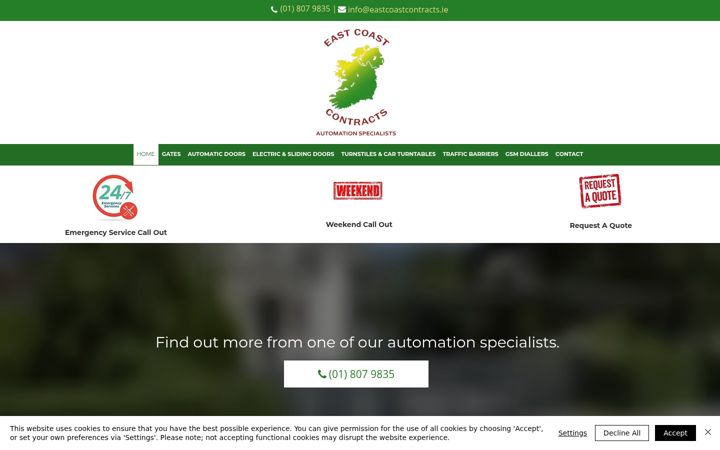Skärmbild av eastcoastcontracts.ie