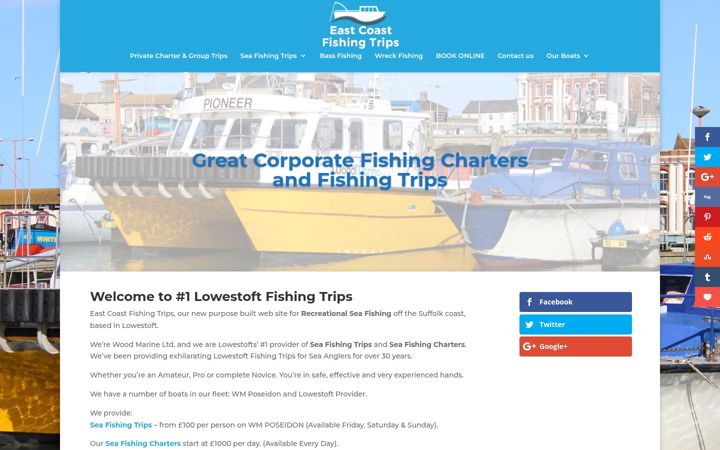 Snimka zaslona za eastcoastfishingtrips.co.uk