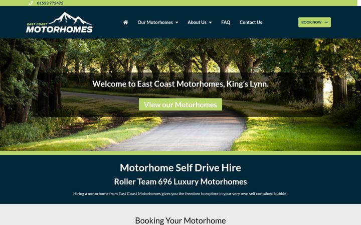 Captura de pantalla de eastcoastmotorhomes.co.uk