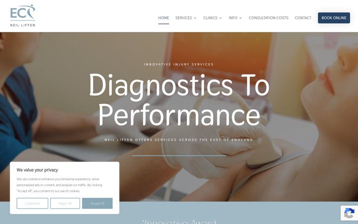 Captura de pantalla de eastcoastphysio.co.uk