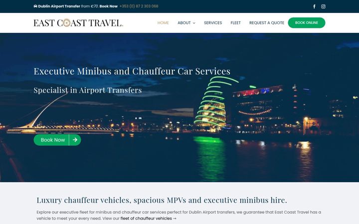 Skärmbild av eastcoasttravel.ie