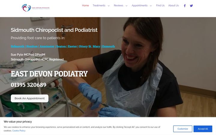 Captura de pantalla de eastdevonpodiatry.co.uk