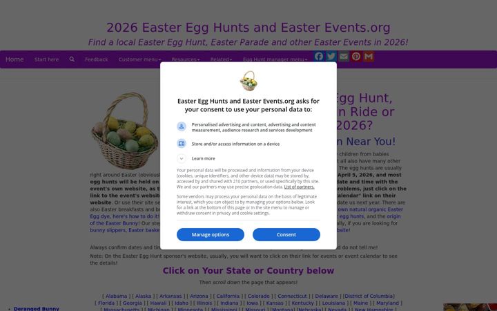 Screenshot of easteregghuntsandeasterevents.org