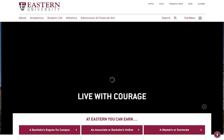 Screenshot of eastern.edu