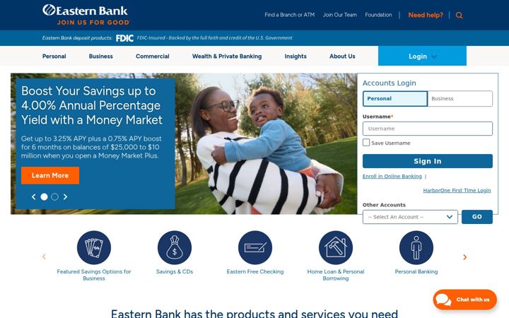 Screenshot of easternbank.com