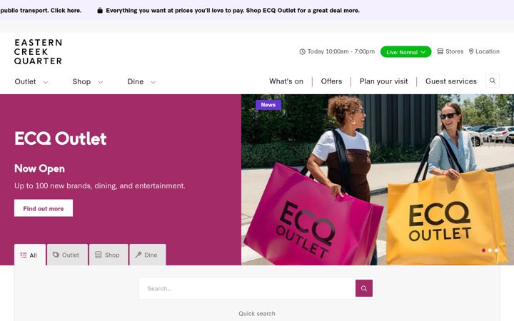 Screenshot of easterncreekquarter.shopping