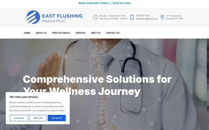Screenshot of eastflushingmedical.com