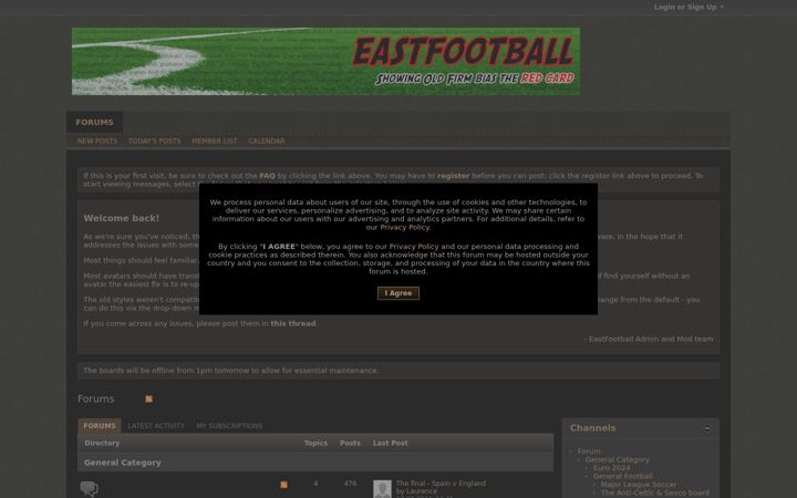 Screenshot of eastfootball.co.uk