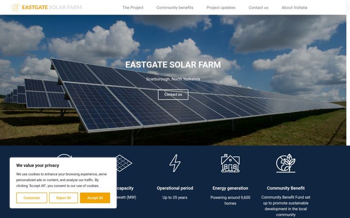 Screenshot of eastgatesolarfarm.com