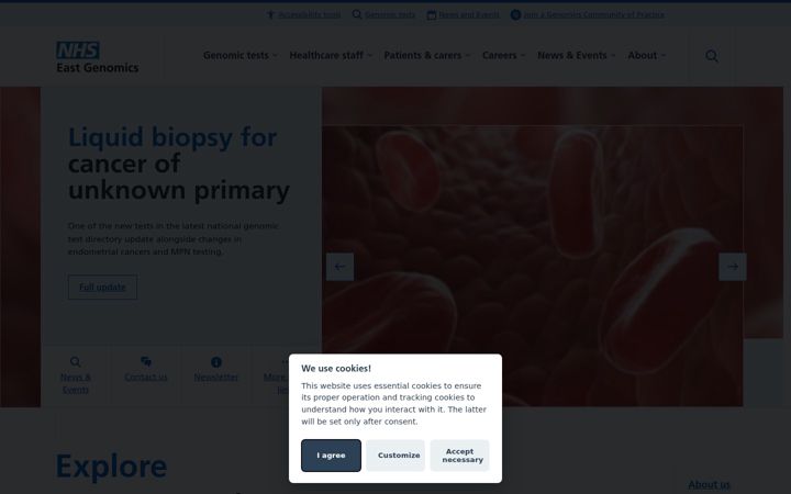 Screenshot von eastgenomics.nhs.uk