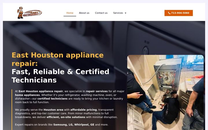 Screenshot of easthoustonappliancerepair.com