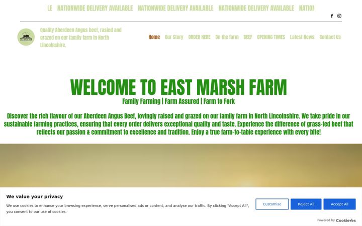 Screenshot ta' eastmarshfarmbeef.co.uk