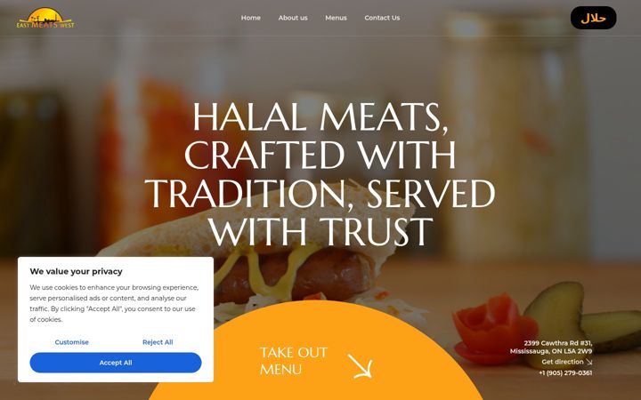 Screenshot of eastmeatswesthalal.com