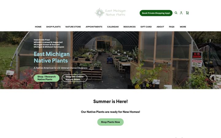 Screenshot of eastmichnatives.com