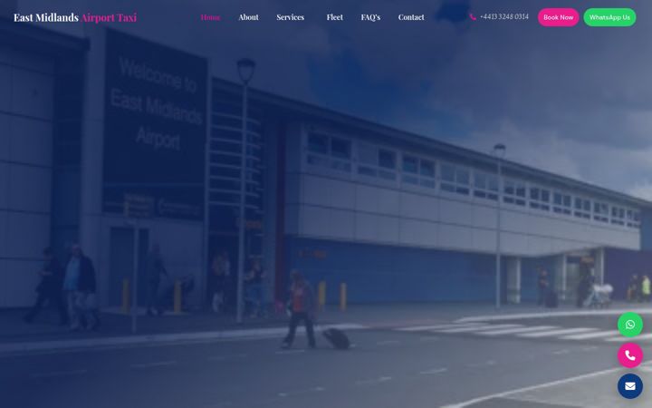 Screenshot ta' eastmidlandsairporttaxi.co.uk