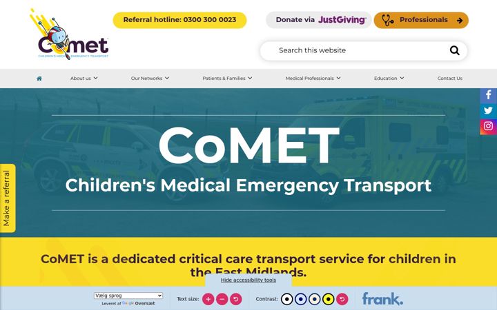 Screenshot ta' eastmidlandscomettransport.nhs.uk