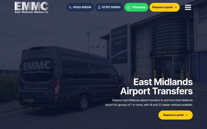 Captura de ecrã de eastmidlandsminibus.co.uk