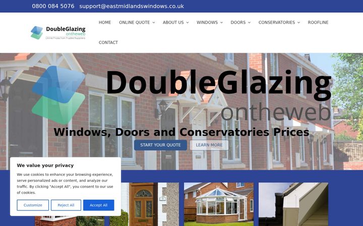 Captura de ecrã de eastmidlandswindows.co.uk