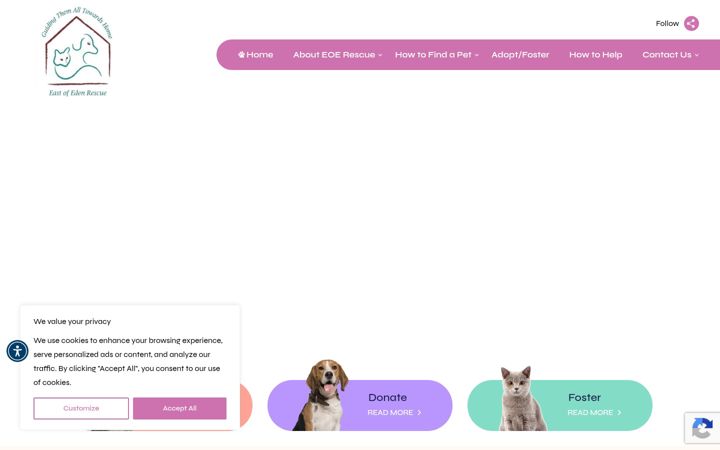 Screenshot of eastofedenrescue.org